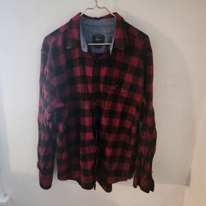 GH Bass‎ Mens XL Red Black Buffalo Plaid Flannel Button Down Shirt 100% Cotton